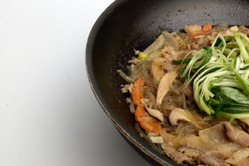 Soy sauce bulgogi on white background