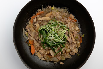 Soy sauce bulgogi on white background