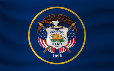 Waving flag of Utah. Vector illustration