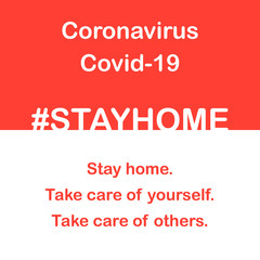 Stay home (take care of yourself and others). Flat design and colors - Red