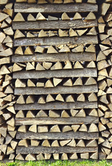 Wood, chopped and stacked. Background with structure.