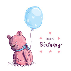 Teddy bear. Happy birthday greeting card