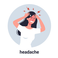 Woman suffer from the pain in the head. Headache and stress