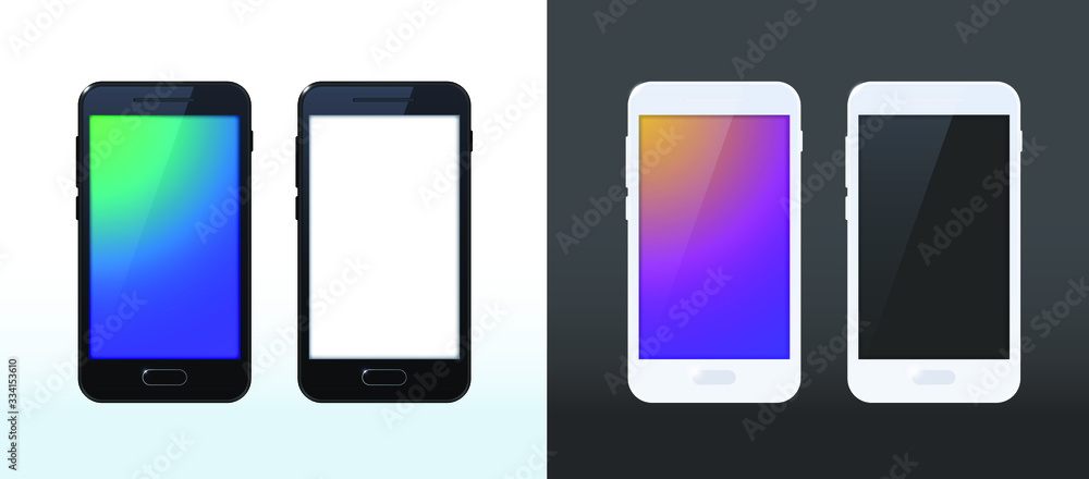 Poster white and black smartphone with touch screen . isolated elements on background