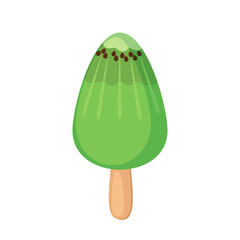 Vector kiwi ice cream icon in flat style isolated on white background.