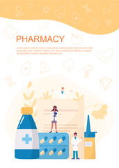 Pharmacy web banner or advert brochure. Medicine pill for disease