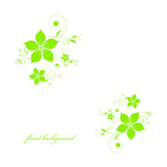abstract floral background with green leaves with flowers