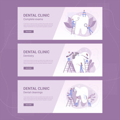Dental clinic web banner or header set. Dentistry concept.