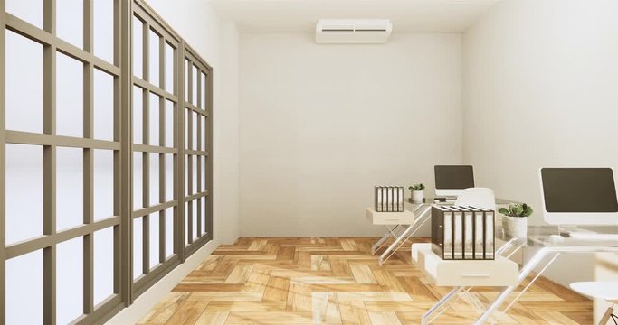 Office business - beautiful big room office room and conference table, modern style. 3D rendering