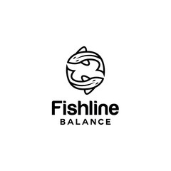 Fish logo design vector template with Flat line Concept style. Animal Symbol and Fauna icon for Company And Business