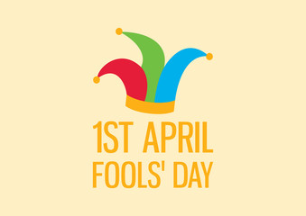 April Fools' Day inscription with jester hat vector. Clown hat vector. Jester hat icon. Fools' Day Poster, April 1. Important day