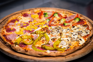 pizza, salami, ciasto, gorąca