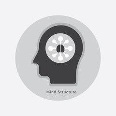Mind structure icon concept with human head