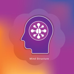 Mind structure icon concept with human head
