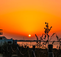sunset and beach