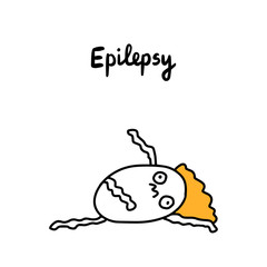 Epilepsy central nervous system disorder brain activity hand drawn vector illustration in cartoon comic style man in spasms