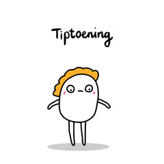 Tiptoening hand drawn vector illustration in cartoon comic style man walking high