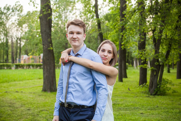 Pretty girl and boy, couple together outdoors