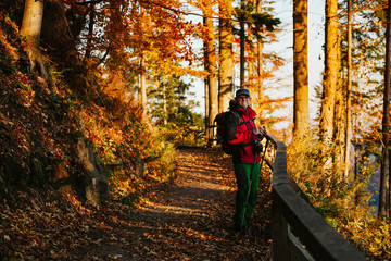 Fototapeta premium Tourist in Babia Gora mountain