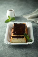 Homemade cottage cheese cake served with grapes