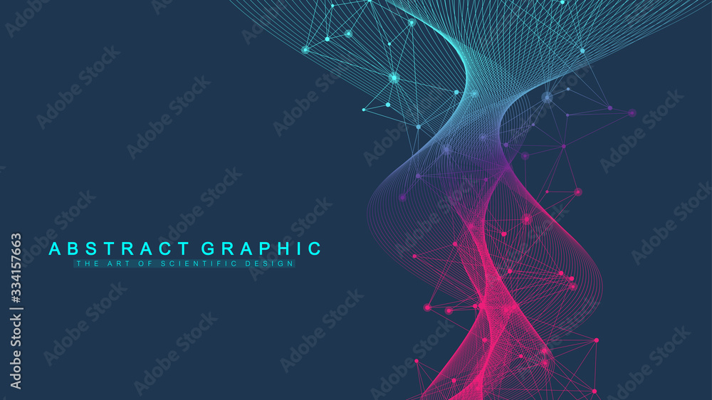 Poster big genomic data visualization. dna helix, dna strand, dna test. crispr cas9 - genetic engineering. 