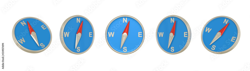 Aufkleber 3d rendering set nautical compass minimalism in cartoon style. template for design isolated on a whi