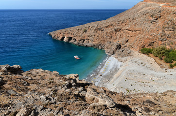 Fototapeta na wymiar Top view of Llingas beach in Hora Sfakion, island of Crete, Greece.