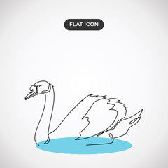 Continuous one line drawing. Swan logo.