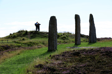 Brodgar - Orkney (Scotland), UK - August 06, 2018: Ring of standing stones at Brodgar, Orkney,...