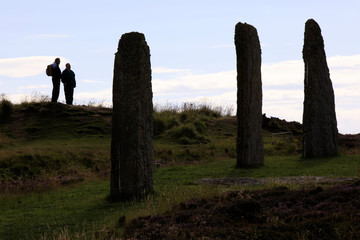 Brodgar - Orkney (Scotland), UK - August 06, 2018: Ring of standing stones at Brodgar, Orkney, Scotland, Highlands, United Kingdom