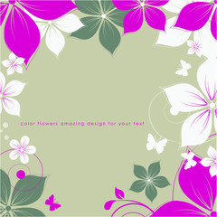 abstract floral background with flowers and butterflies