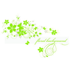 abstract floral background with green leaves with flowers