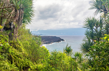 Coast line at "Le Vieux Port" near Saint-Philippe (South coast of island La Reunion)