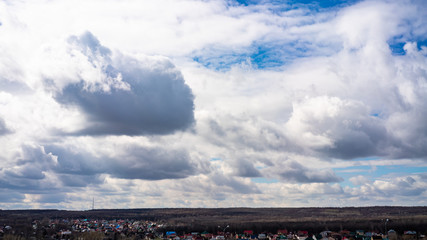 horizon with blue sky and white clouds , weather, landscape