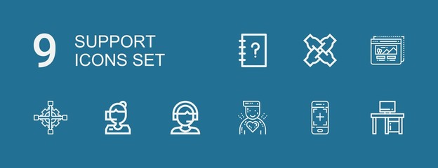 Editable 9 support icons for web and mobile