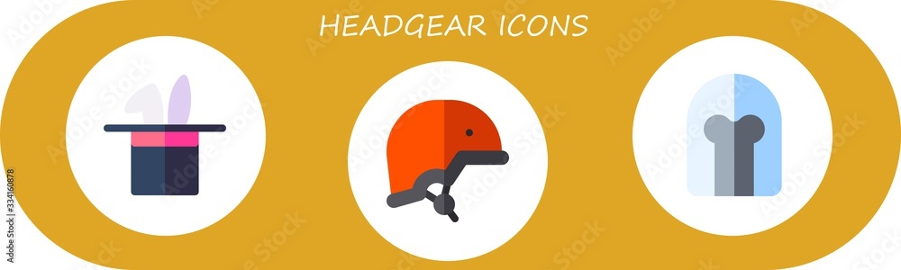 Poster Modern Simple Set of headgear Vector flat Icons