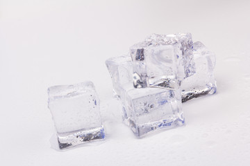 ice cubes in close-up on gray background