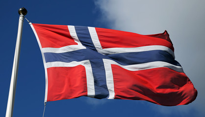Flag of Norway in the sun