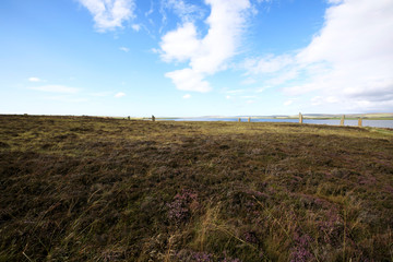 Brodgar - Orkney (Scotland), UK - August 06, 2018: Ring of standing stones at Brodgar, Orkney,...