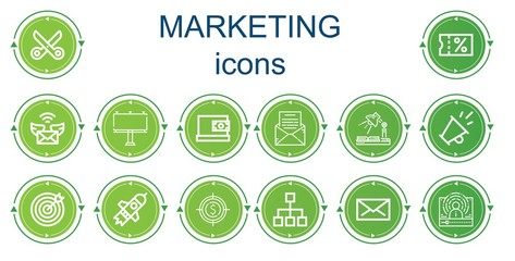 Editable 14 marketing icons for web and mobile