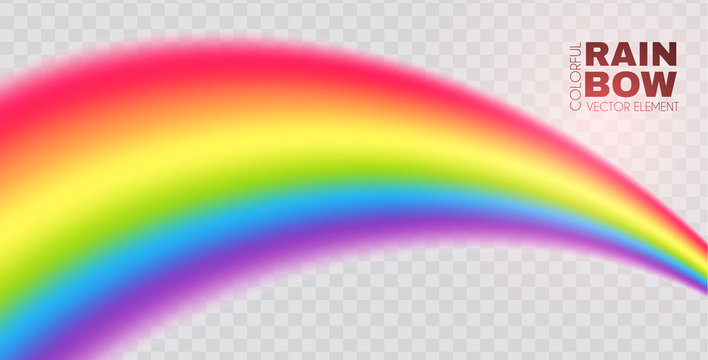 Rainbow on transparent background. Realistic spectrum color effect.