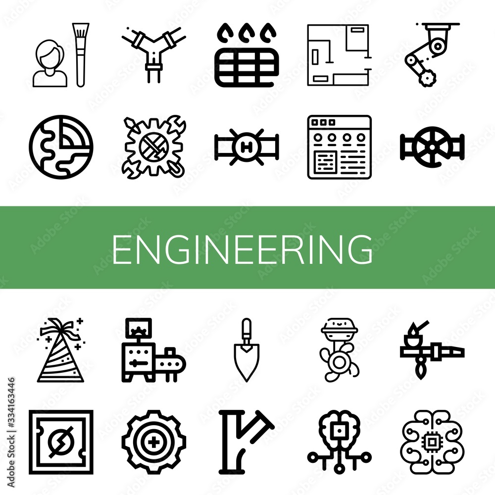 Poster engineering simple icons set
