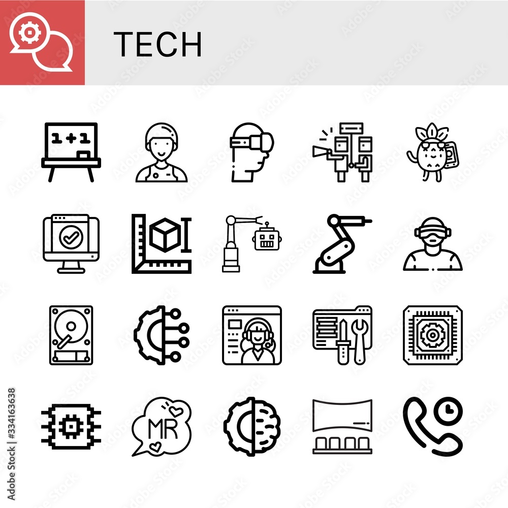Poster tech simple icons set