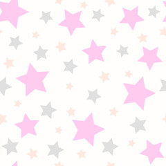 Seamless vector repetitive background with stars. Holiday, joyful pattern with multicolored vector stars on white background.