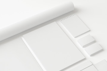 Blank branding stationery set isolated on white as template for identity design presentation