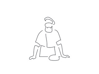 Baker isolated line drawing, vector illustration design. Food collection.