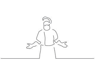 Baker isolated line drawing, vector illustration design. Food collection.