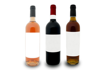 mockup of three bottles of tuscan red wine, italy