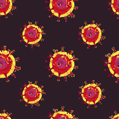 Vector coronavirus logo or COVID-19 seamless repeating pattern background, illustration virus coronavirus 2019-nCoV