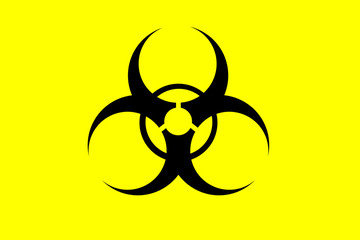 Black Biohazard symbol icon isolated on yellow